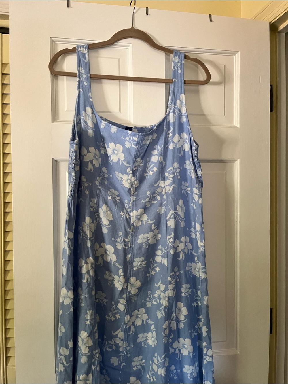 Old Navy Light Blue Floral Dress with White Print